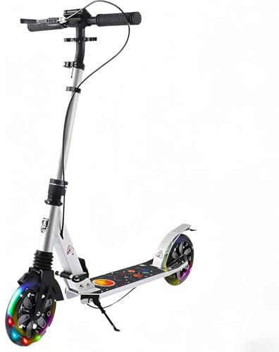 Big Wheel Scooter City Roller LED 180mm Klappbar Cityroller mit Handbremse, Tretroller Kinder ab 6 Jahre Mädchen Jungen Teenager B