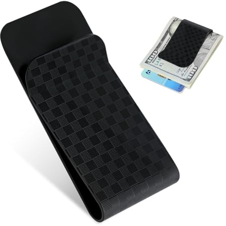 Times Mark Real Carbon Fiber Wallet, Super Slim Portable Money Clip Credit Card Business Cash Wallet Credit Card Holder for Business Front Pocket Clip for Men Matte Black