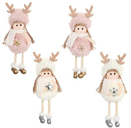 Cabilock 4piezas Adornos Colgantes Navideños Muñecos Angelitos De Peluche para Árboles De Navidad Decoración Navideña Hogar