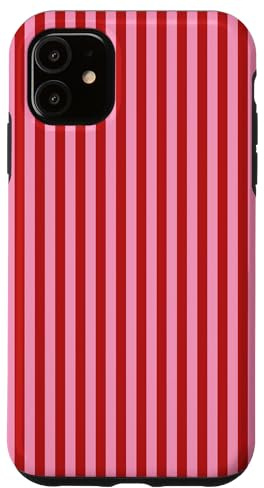 Joli Motif rayé Rouge et Rose Rouge, Violet, Violet Coque pour iPhone 11