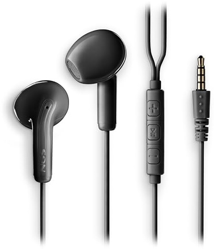 NGS Cross Flip Black – Auriculares Intraaurales con Micrófono y Botón Multifunción, Control de Música y Llamadas, Cable 120 cm, Jack 3,5 mm