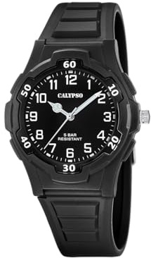 Calypso Herrenuhr Analog aus Kautschuk Schwarz | Quarzuhr, Widerstandsfähiges Glas, Wasserdicht 5 ATM, K5878/4, Sweet Time