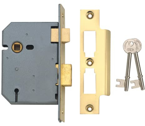 Union Locks 2277 3 Lever Mortice Sash Lock 77.5mm - Polished Brass (Boxed)