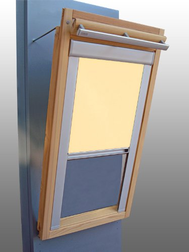 Verdunkelungsrollo Rollo mit Seitenschienen für Velux DKL Y-EP VL Y,VU Y,VK,VKU Y85 hellgelb-creme