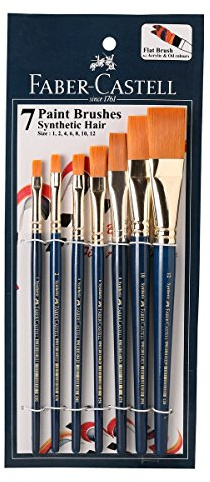 Faber-Castell Albrecht Durer Watercolour Pencils Gift Box x 36 And Paint Brush Set - Flat, Pack of 7 (Brush Pack 7),Navy Blue,L