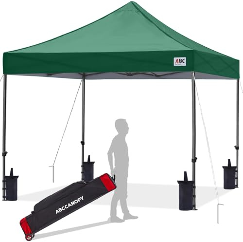 ABCCANOPY Pavillon 3x3M WASSERDICHT Flatpavillon Pop-up Gartenzelt Festzelt,Dunklegrün