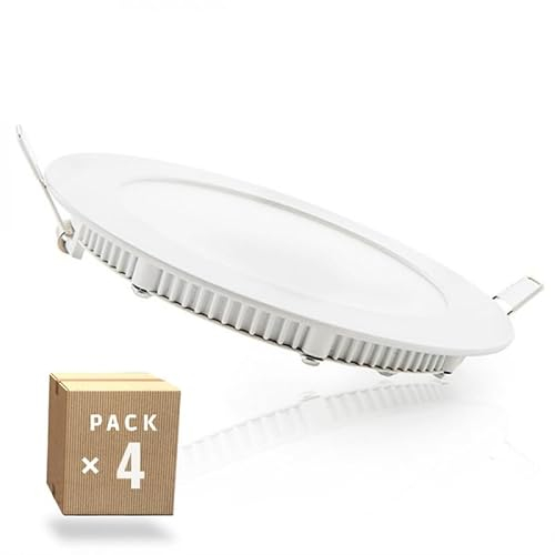 Paket 4 Schlankes Downlight LED 9W 673Lm 3000ºK 30.000H [HO-PLCIR9W-WW-4PK-AP] | Greenice