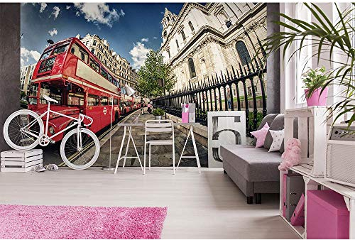 Vlies Fototapete LONDONER BUS 375 x 250 cm | Vliestapete - Wandtapete inklusive Kleister | PREMIUM VLIES QUALITÄT