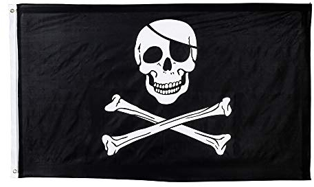 W WIDMANN MILANO Party Fashion 75693 - Piratenfahne, ca. 150 x 90 cm, Seeräuber, Totenkopf, Dekoration, Kostüm, Accessoire, Karneval, Mottoparty