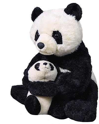 Wild Republic Mom and Baby Panda, Großes Kuscheltier, 38 cm, Geschenkidee für Kinder, Kuscheltier mit Baby, Riesen-Stofftier aus recycelten Wasserflaschen