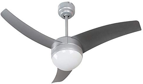 Ventilador de techo LED Mod. SIMPLY color plata. Rosca E27. Incluye mando a distancia.