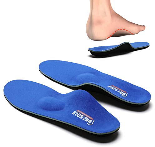VALSOLE Plantillas Ortopédicas soportes de arco y talones la absorción de choque- para el dolor de talón, pie plano, Fascitis Plantar, dolor de rodilla y espalda (44-45 EU (290mm), V107B-Azul)