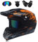 ZSG Herren Offroad Motorrad Helm MX Helme Motorrad Crosshelme City Helme Motorrad Motocross Sport Sicherheit Broken Head Squadron Motorrad Crosshelm Kinder mit Handschuhe Maske Brille ,Orange,L