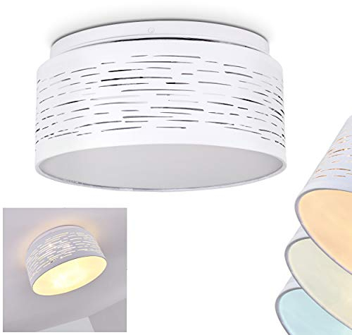 LED Deckenleuchte Bandol, runde Deckenlampe aus Metall/Kunststoff in Weiß/Silber, Ø 26 cm, 1-flammig, 12 Watt, 400 Lumen, Lichtfarbe 3000-6000 Kelvin über gewöhnlichen Lichtschalter einstellbar