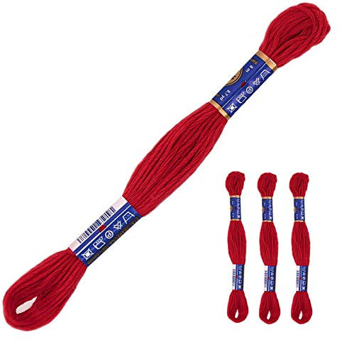 3 Docken Stickgarn je ca. 8m Sticktwist 100% Baumwolle Stickerei verschiedene Farbwahl, Farbe :3282 dunkelrot