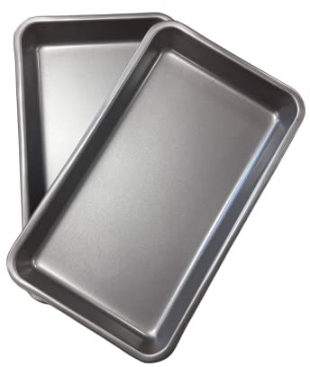 Great British Bakeware 2 Pack 33cm Superior Double Coated Non-Stick Roasting Tray, Oven Baking Tray, PFOA & BPA Free Cookware, Oven Safe Baking & Roasting Tin, Made in England