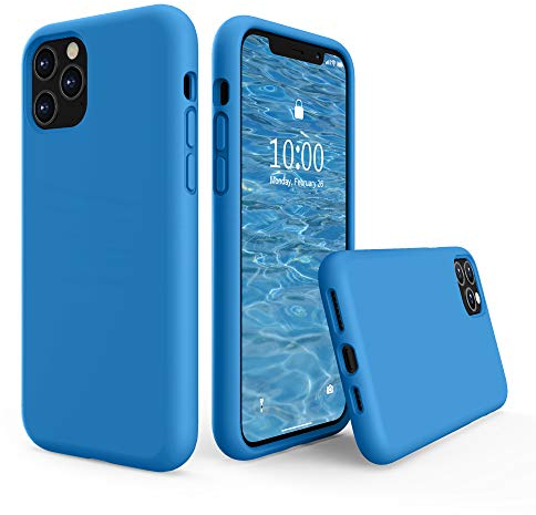 SURPHY Liquid Silicone Case Compatible with iPhone 11 Pro Case, Soft Rubber with Microfiber Cloth Lining Full Body Design Shockproof 5.8 inch Phone Case for iPhone 11 Pro, Surf Blue