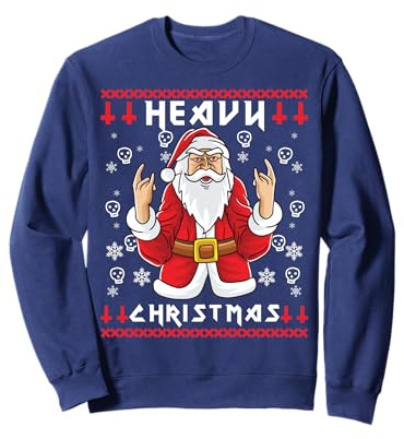 Heavy Metal Christmas Sleigher Hail Santa Claus Rock Music Sweatshirt