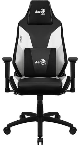 Aerocool ADMIRALBW, Silla Gaming Ergonómica Blanca, Air Tech, Cojines Acolchados