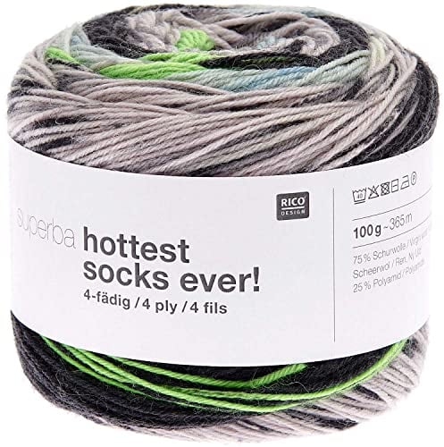 Rico Design Superba Hottest Socks Ever Sockenwolle 4-fädig 100g 265m Schurwolle Stripes