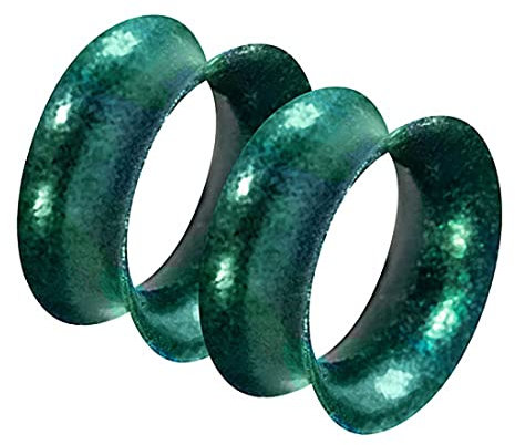 Piercingfaktor Flesh Tunnel Ohr Plug Piercing Silikon dünner Rand extra flexibel Weich Rund Creole Farbig Bunt 1 Paar metallic glänzend Grün 6mm