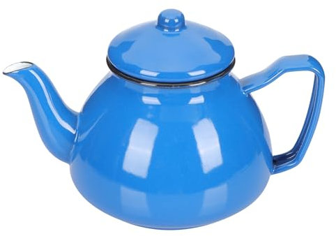 YARNOW Enamel Teapot 1L Vintage Stove Top Kettle Small Blue Enamel Kettle