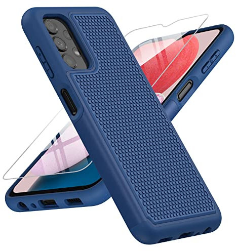 punbor Case for Samsung Galaxy A13 4G/5G/A04s: Dual Layer Shockproof Drop Protection - Premium Hybrid Military Grade 360 Mobile Phone Cover, Rugged Matte Heavy Duty Slim TPU Aesthetic Blue