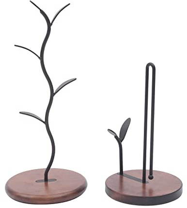 Porte-Mouchoirs et Porte-gobelet à Café avec Base en Bois Massif, Table de Cuisine Porte-Mouchoirs et Porte-Gobelet à Café