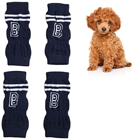 4 Stück Haustier Hund Winter weiche warme Baumwolle Beinsocken, Gelenkschutz Stilvolles Buchstabenmuster für kleine mittelgroße Hunde Katzen (S)