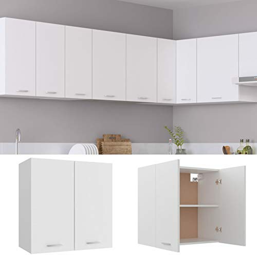 Tidyard Armario Colgante de Cocina Mueble de Cocina Armario Mobiliario Duradero Mesa Trabajo Almacenamiento Cuencos Platos Ollas Alacena Madera contrachapada Blanco 60x31x60 cm