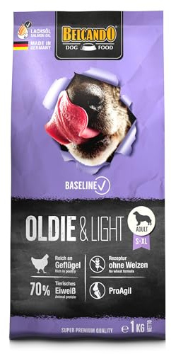 BELCANDO Baseline Oldie & Light [1kg] Trockenfutter für Hunde | Für ausgewachsene, wenig aktive oder ältere Hunde Aller Rassen …