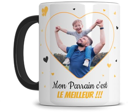 L'épicerie Chérie Mug Personnalisé photo et texte Parrain ou Marraine - Tasse Parrain - Baptême - Cadeau Futur Parrain - Cadeau annonce naissance bébé grossesse - Céramique 330ml