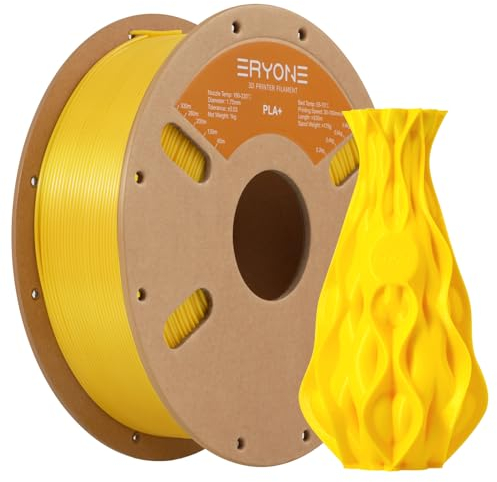 ERYONE PLA Plus (PLA+) Filament, 1,75 mm 3D-Drucker-Filament, professionelle Maßgenauigkeit +/- 0,03 mm, 1 kg (2,2 lbs)/Spule, Gelb