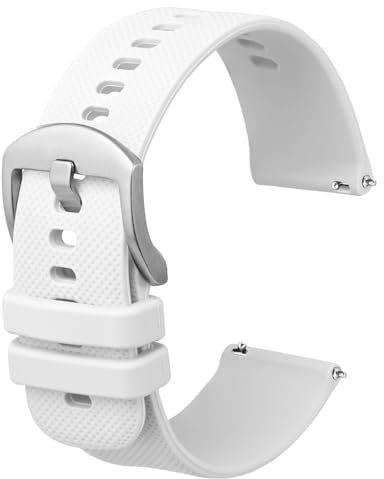 Anbeer Bracelets de Montres en Silicone pour Femme Homme, 24mm Bracelets de Montre en Caoutchouc à Déclenchement Rapide,Blanc
