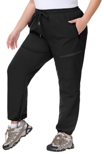 Hanna Nikole Regenhose Damen Große Größen Wasserdicht Atmungsaktiv Softshellhose zum Wandern Fahrrad Schwarz 54