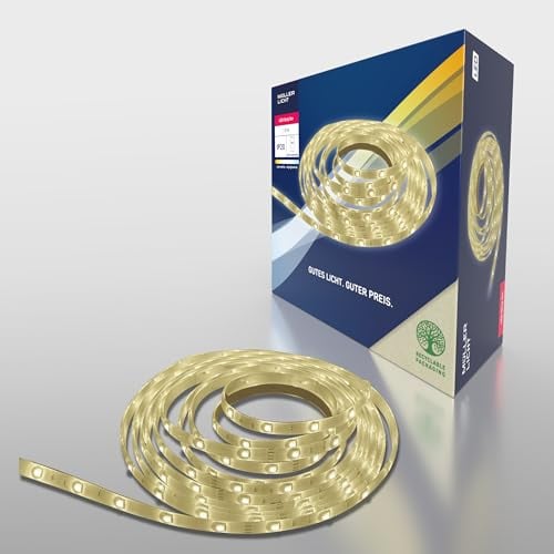 Müller-Licht Indoor LED-Strip mit WLAN- Weißveränderlich (warmweiß – tageslichtweiß, 2700 K - 6500 K), per TUYA Smartphone-App steuerbar, 5 meter, individuell kürzbar, selbstklebend, TUYA kompatibel