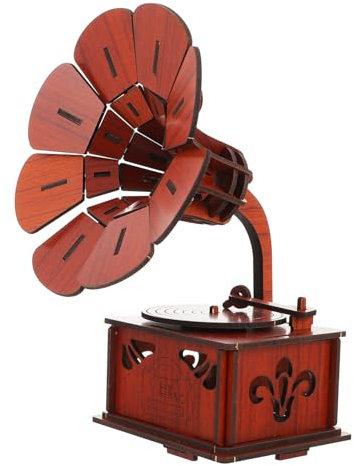 SAFIGLE 1 Satz Grammophon-Puzzle Tischdekoration Kinder Rätsel DIY-montagepuzzles Retro-grammophon Bücherregal Diorama Lernspielzeug Für Kinder Kinderpuzzle Holz Student Halloween