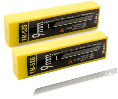 NBTOOL 100Pcs Utility Knife Blades 60 Degree Blades 9mm Snap Off Blades,Vinyl Wrap Tools Utility Blades Art Knife Replacement Stainless Steel Blades