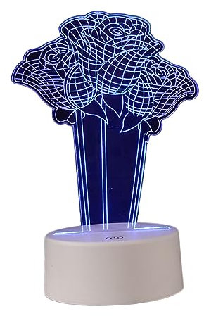 Mikikit Schreibtischlampen Schlafzimmertischlampen Rose Schreibtischlampe Wohnkultur Licht Nachttischlampe LED-Nachtlicht in Rosenform 3D-Nachtlicht USB Dekorative Lichter Scheinwerfer