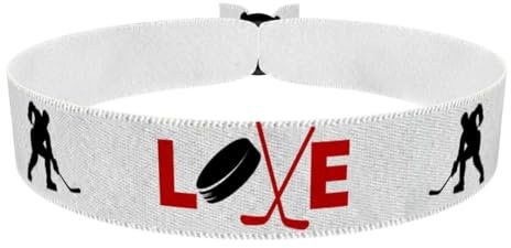 Eishockey weiß Stoffarmband - Wasserfestes Satinarmband - Sportliches Accessoire für Eishockey-Fans - Geschenk für Sportbegeisterte - Eishockey Merchandise - Teamgeist Armband
