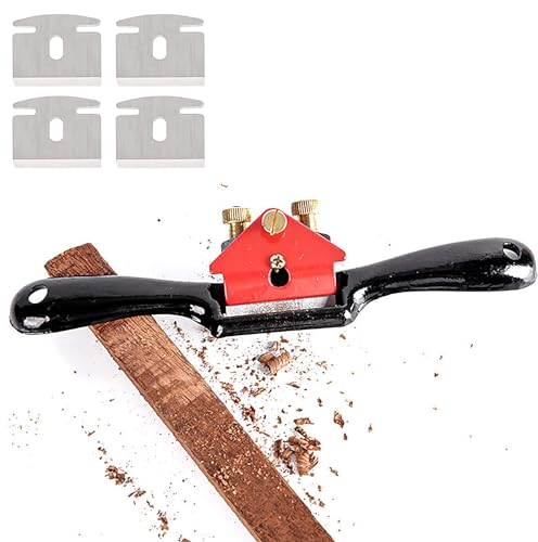 Fahibin 9 Pollici Pialla a coda regolabile, Pialla di Legno Lama Piana,Manuale Pialla Strumento Mano Spokeshave Regolabile Con 4 lame