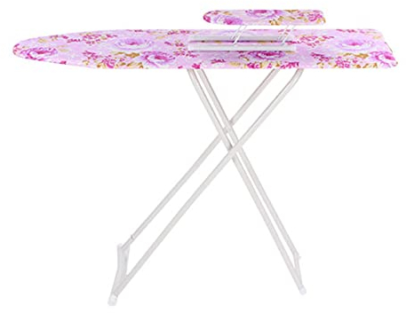 Tabla de planchar, tabla de planchar plegable con soporte de plancha, altura ajustable, buena carga, antideslizante, tabla de planchar y almohadilla, tabla de planchar tamaño completo, color rosa