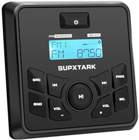 Marine Stereo Radio 4x45W Gauge Mounting WB/AM/FM Tuner Bluetooth Receiver for Boat, UTV, Golf Cart