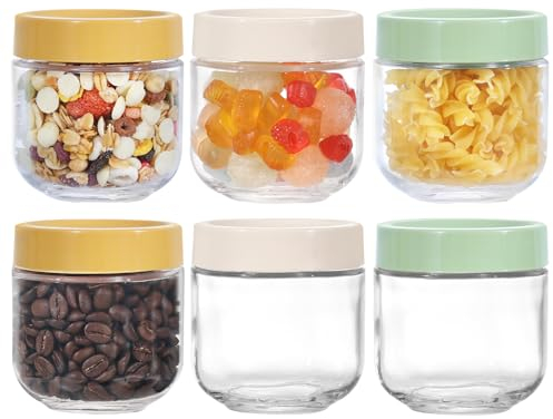 LIMILI Overnight Oats Jar, 6 Pcs 250ML Glass Jar with lid Wide Mouth for Cereal Yogurt Pudding, Breakfast, Salad Jars for Meal Prep