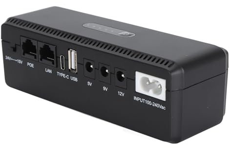 Batteria di Backup UPS 8800 MAh, Uscita Multiporta Dimensioni Compatte per Router Modem Telecamere di Sicurezza, Porta 15 V 24 V Uscita USB 5 V 9 V 12 V Gruppo di (Spina