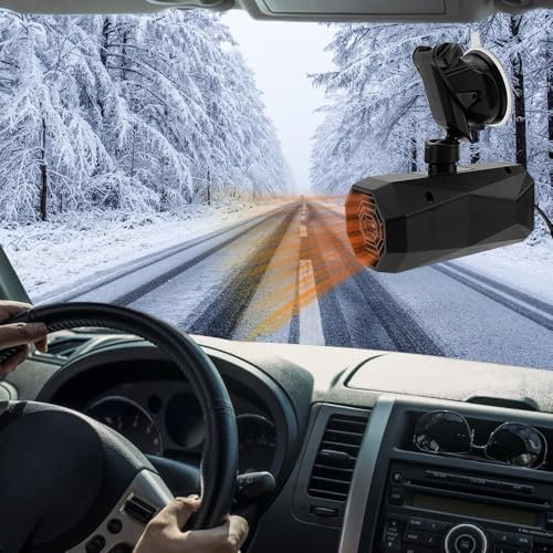 Casenly Riscaldatore per Auto 12V 150W, Sbrinatore per Parabrezza per Auto Portatile, 2 in 1 Riscaldamento e Raffreddamento con Base Girevole a 360°, Stufetta Rapido per Auto Presa Accendisigari
