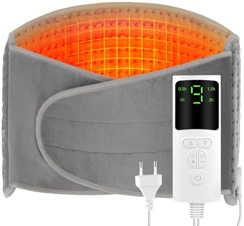 LYPPUL Elektrische Heizkissen, 125*30CM Wärmekissen Bauch, Heizkissen Rücken Wärmekissen mit Abschaltautomatik, Wärmegürtel mit 9 Temperaturstufen 4-Timing Einstellung, Heizdecke für Nacken Schulter