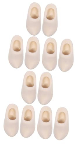 NUOBESTY 6 Paare Miniatur Puppenhaus Holzschuhe Unbemalte Niederländische Holzschuhe Für Diy-Dekoration 3.0 X 4.0 X 2.0 Cm Perfektes Puppenhaus Zubehör