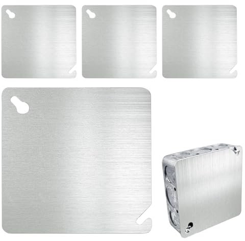 Blank Electrical Cover Plate,4x4 4 Inch Square Flat Blank Electric Box Cover | 4X Sturdy Electrical Box Cover Plate for Junction Box