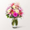 Blumenstrauß Glücksmoment mit rosa-weißer Stargazer Lilie, cremefarbenen Rosen, pinken Nelken, weißen Germini, rosafarbenen Chrysanthemen von FloraPrima Blumenversand - 7 Tage Frische pur